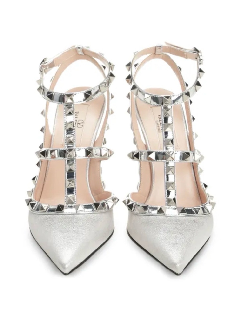 Valentino Garavani
Rockstud 100 leather-trimmed glitter pumps